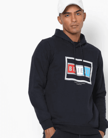 TEAMSPIRIT Typographic Print Full Sleeves Hoodie