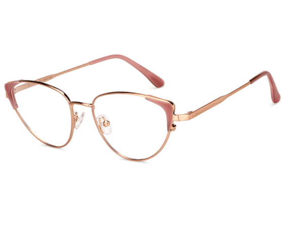 John Jacobs Gold Pink Full Rim Cat Eye Eyeglasses