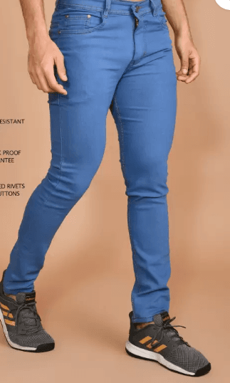 Men Slim Mid Rise Light Blue Jeans