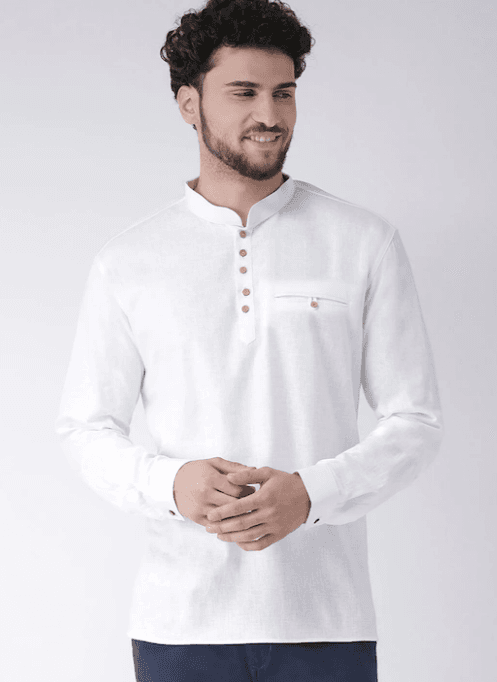 Tabart Men White Chikankari Kurta