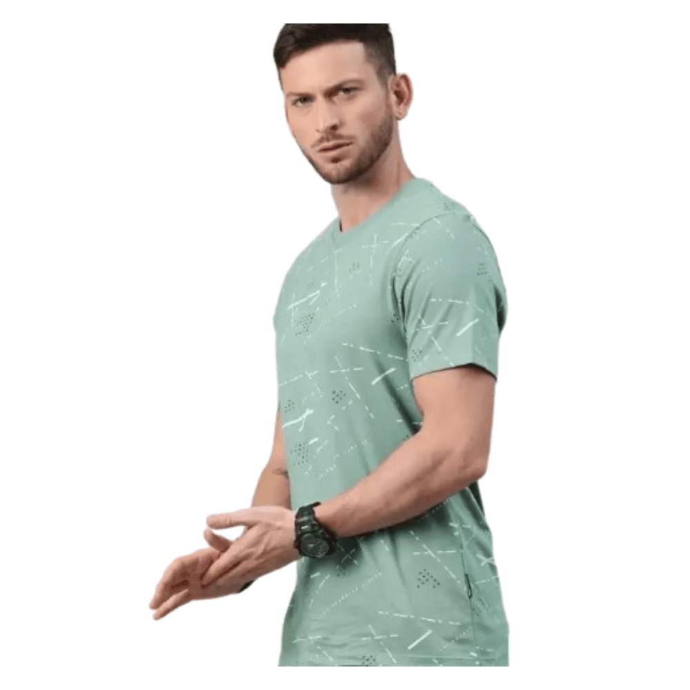 Graphic Print Men Light Green T-Shirt