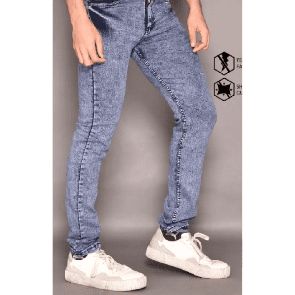 Men Slim Mid Rise Light Blue Jeans